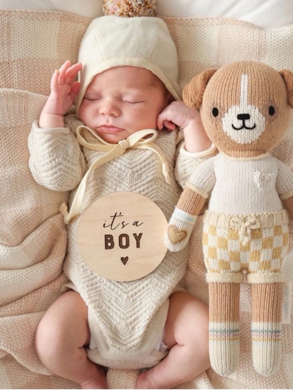 George Cream & Mustard Knit Bear Doll